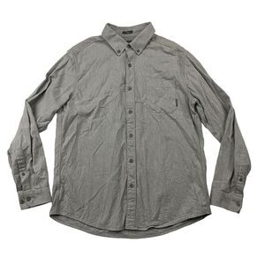 Eddie Bauer CLASSIC FIT Gray Herringbone Button Up Shirt Flannel L/S Sz L Cotton